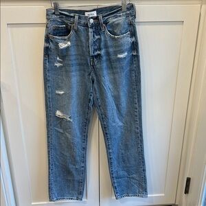 PISTOLA Charlie Jeans Distressed Straight Leg Button Fly High Rise Denim 25 Y2K